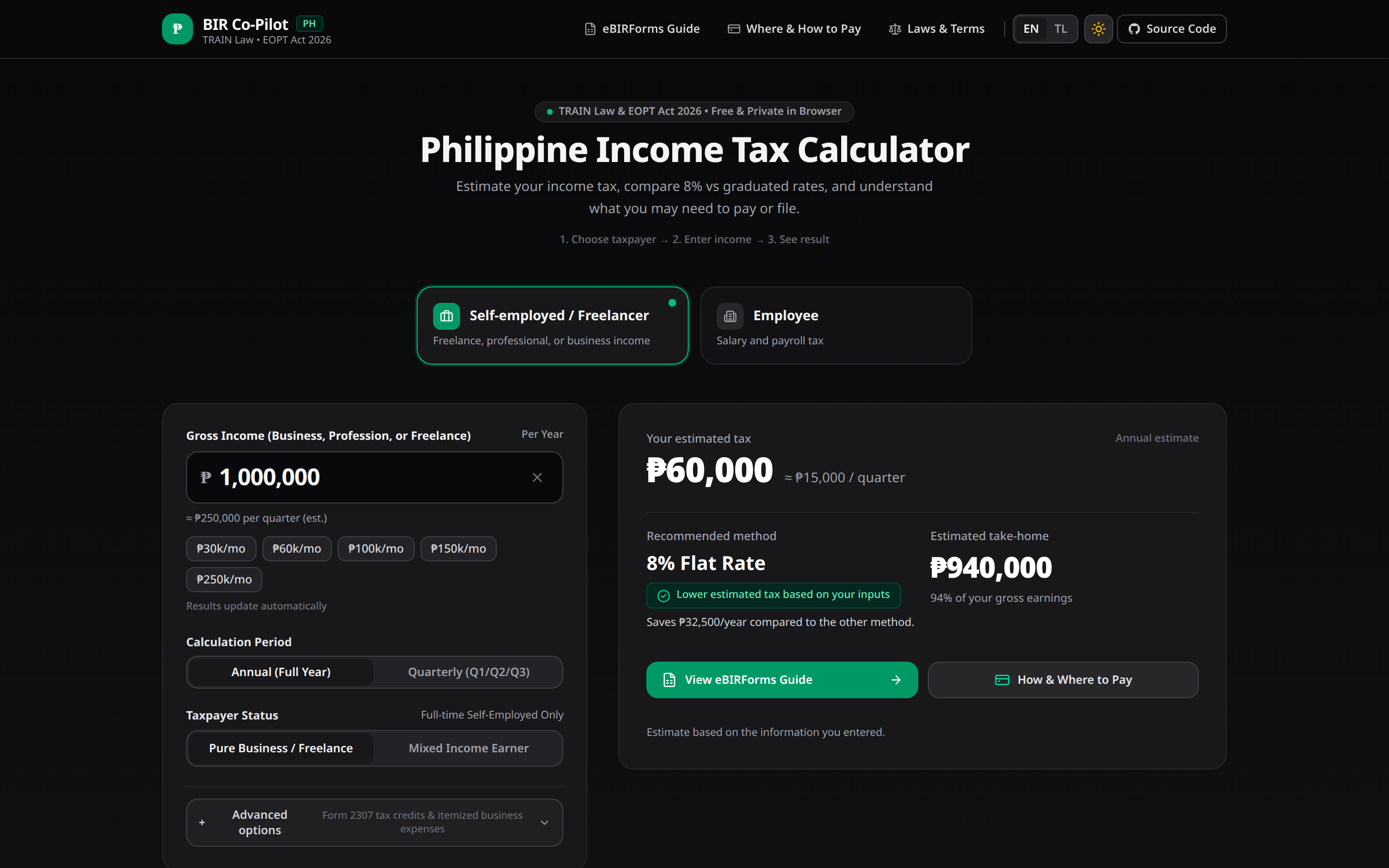 BIR Co-Pilot PH tax calculator screenshot